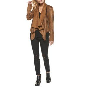 NWT Dex Faux Suede Open Front Jacket in Dark Tan